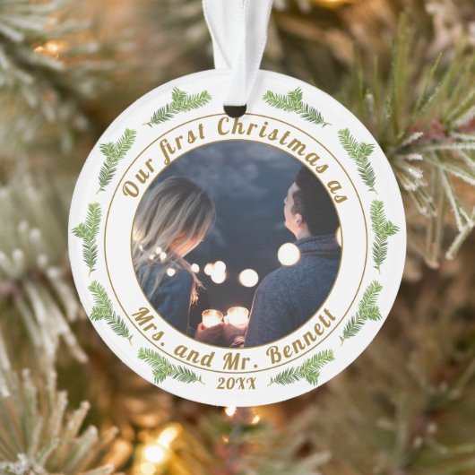 Unser erstes Weihnachten als Frau. & Mrs. Script F Ornament (Baum)