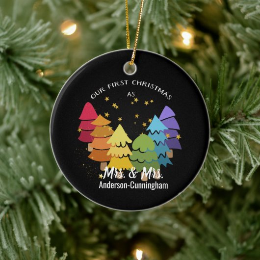 Unser erstes Weihnachten als Frau. und Frau Rainbo Keramik Ornament (Baum)