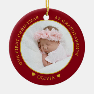 Unser erstes Weihnachten als Großeltern 2 Foto Rot Keramik Ornament