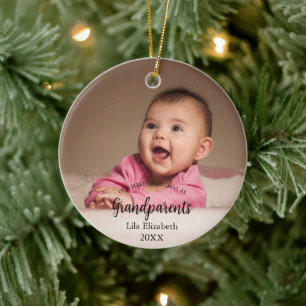 Unser erstes Weihnachten als Großeltern Baby-Foto Keramik Ornament