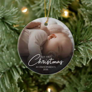 Unser erstes Weihnachten als Großeltern Elegantes  Keramik Ornament