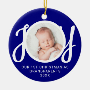 Unser erstes Weihnachten als Großeltern Foto Blau Keramik Ornament