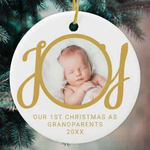 Unser erstes Weihnachten als Großeltern Foto Gold Keramik Ornament