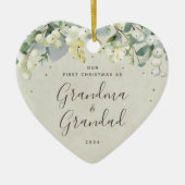 Unser erstes Weihnachten als Großeltern Foto Herz Keramik Ornament (Vorne)