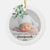 Unser erstes Weihnachten als Großeltern-Foto Keramik Ornament (Vorne)