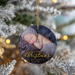 Unser erstes Weihnachten als Großeltern Goldfolie Keramik Ornament
