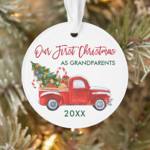 Unser erstes Weihnachten als Großeltern LKW Baum Ornament