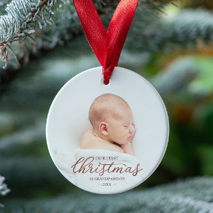 Unser erstes Weihnachten als Großeltern Rose Gold Ornament
