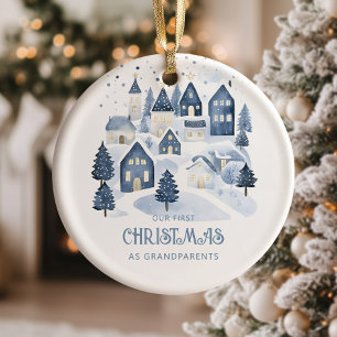Unser erstes Weihnachten als Großeltern Village Na Keramik Ornament