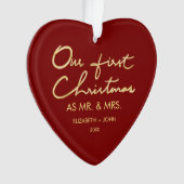 Unser erstes Weihnachten als Herr u. Frau | Herz Ornament (Vorderseite)