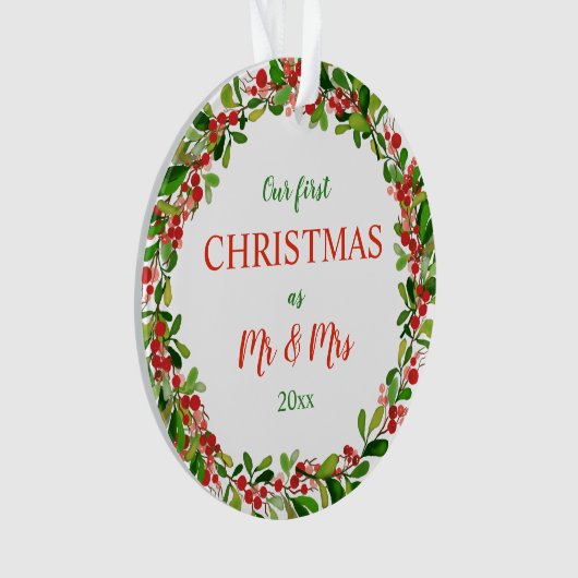 Unser erstes Weihnachten als Herr u. Frau | Ornament (Vorderseite)