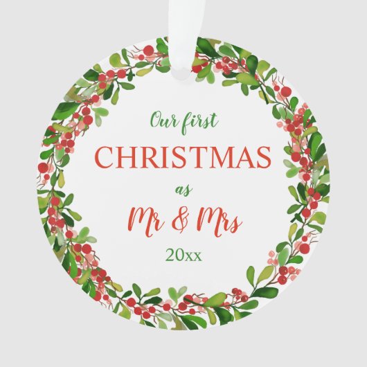 Unser erstes Weihnachten als Herr u. Frau | Ornament (Vorderseite)