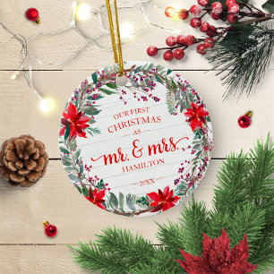 Unser erstes Weihnachten als Herr und Frau 2020 Ru Keramik Ornament