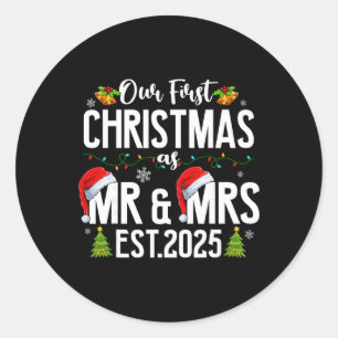 Unser erstes Weihnachten als Herr und Frau 2025 Ve Runder Aufkleber