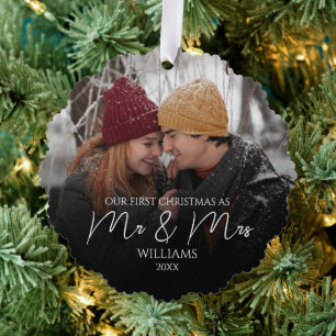 Unser erstes Weihnachten als Herr und Frau Elegant Ornament Karte