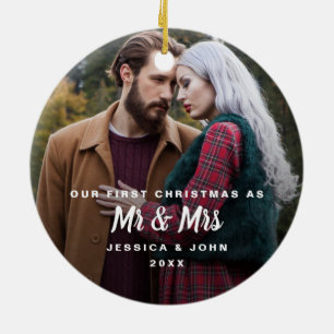 Unser erstes Weihnachten als Herr und Frau Foto-An Keramik Ornament