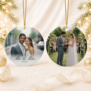 Unser erstes Weihnachten als Herr und Frau Foto-Or Keramik Ornament