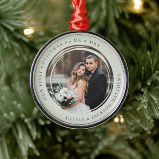 Unser erstes Weihnachten als Herr und Frau Foto Ornament Aus Metall