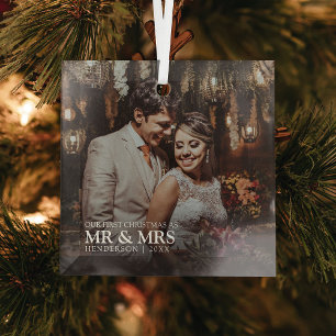Unser erstes Weihnachten als Herr und Frau Foto St Ornament Aus Glas