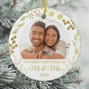 Unser erstes Weihnachten als Herr und Frau Gold-La Keramik Ornament
