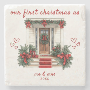 Unser erstes Weihnachten als Herr und Frau Haus  Steinuntersetzer