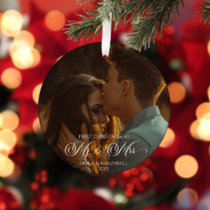 Unser erstes Weihnachten als Herr und Frau individ Keramik Ornament