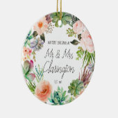 Unser erstes Weihnachten als Herr und Frau Keramikornament (Rechts)