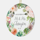 Unser erstes Weihnachten als Herr und Frau Keramikornament (Links)