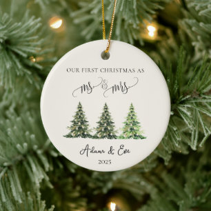 Unser erstes Weihnachten als Herr und Frau, neuver Keramik Ornament