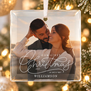 Unser erstes Weihnachten als Herr und Frau Paar Fo Ornament Aus Glas