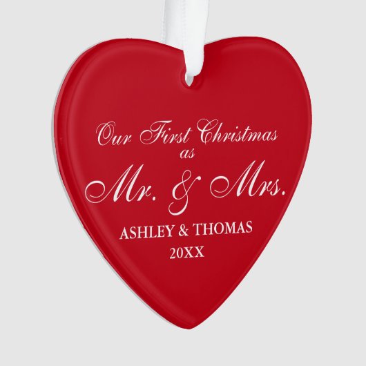 Unser erstes Weihnachten als Herr und Frau Red Ornament (Vorderseite)