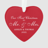 Unser erstes Weihnachten als Herr und Frau Red Ornament (Rückseite)