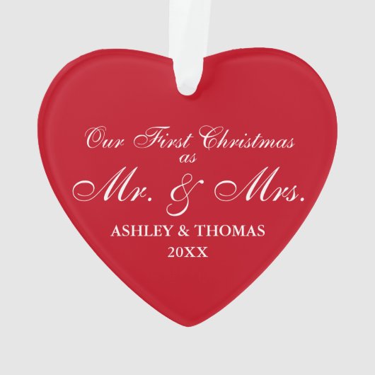 Unser erstes Weihnachten als Herr und Frau Red Ornament (Rückseite)