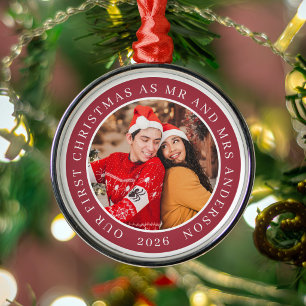 Unser erstes Weihnachten als Herr und Frau Rotes P Ornament Aus Metall