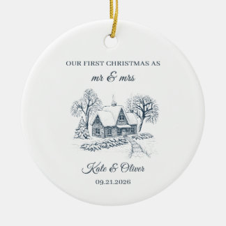 Unser erstes Weihnachten als Herr und Frau Schmuck Keramik Ornament