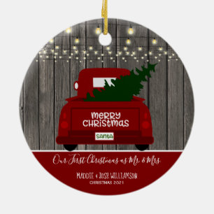Unser erstes Weihnachten als Herr und Frau Vintage Keramik Ornament