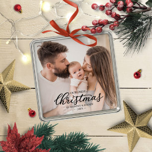 Unser erstes Weihnachten als Mama und Papa Baby-Fo Ornament Aus Metall