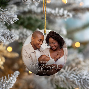 Unser erstes Weihnachten als Mama und Papa Silberf Keramik Ornament