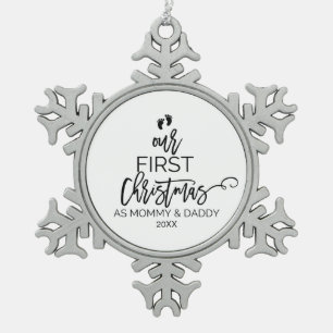 Unser erstes Weihnachten als Mama-und Schneeflocken Zinn-Ornament