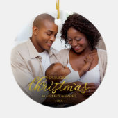 Unser erstes Weihnachten als Mama und Vater Gold F Keramik Ornament (Hinten)