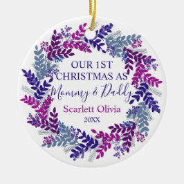 Unser erstes Weihnachten als Mommy Daddy Baby Wrea Keramik Ornament