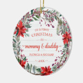 Unser erstes Weihnachten als Mommy & Daddy Rustic  Keramik Ornament (Links)