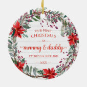 Unser erstes Weihnachten als Mommy & Daddy Rustic  Keramik Ornament (Hinten)