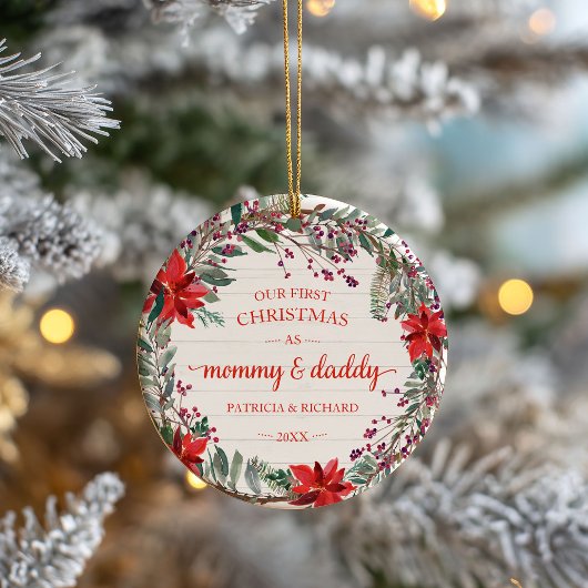 Unser erstes Weihnachten als Mommy & Daddy Rustic  Keramik Ornament