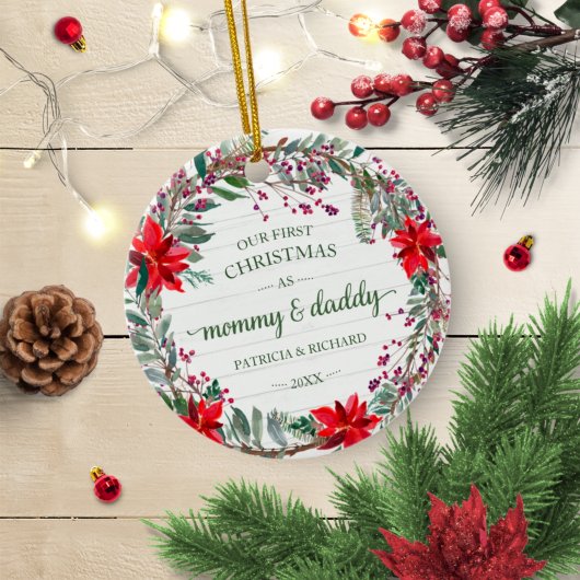 Unser erstes Weihnachten als Mommy & Daddy Rustic  Keramik Ornament