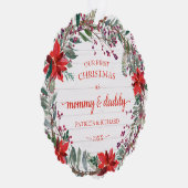 Unser erstes Weihnachten als Mommy & Daddy Rustic  Ornament Karte (Rechts)