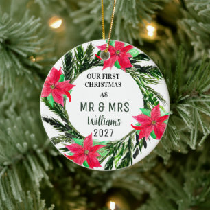 Unser erstes Weihnachten als MR & MRS Weihnachtsst Keramik Ornament