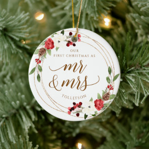 Unser erstes Weihnachten als Neuvermählte Weihnach Keramik Ornament