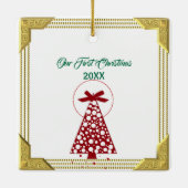 Unser erstes Weihnachten als Oma Opa 2 Schwänze Sp Keramikornament (Rückseite)