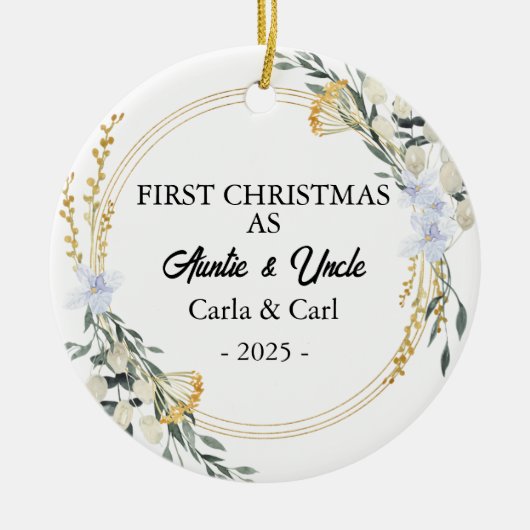 Unser erstes Weihnachten als Tante & Onkel, neue T Keramik Ornament (Vorne)